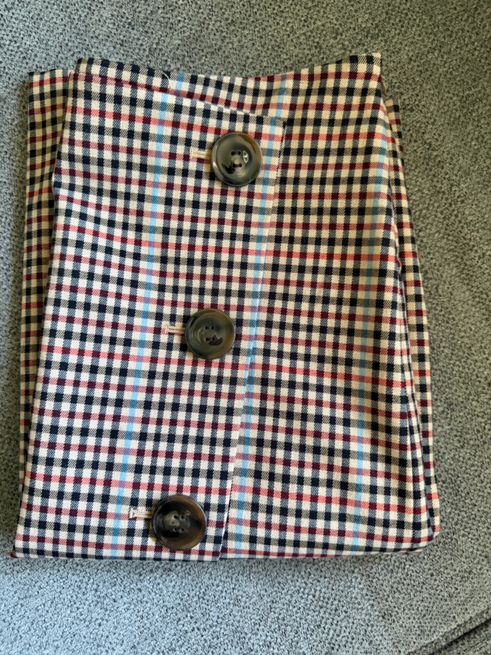 Ann Taylor Petite Checked Skirt in Navy, Red & Cream